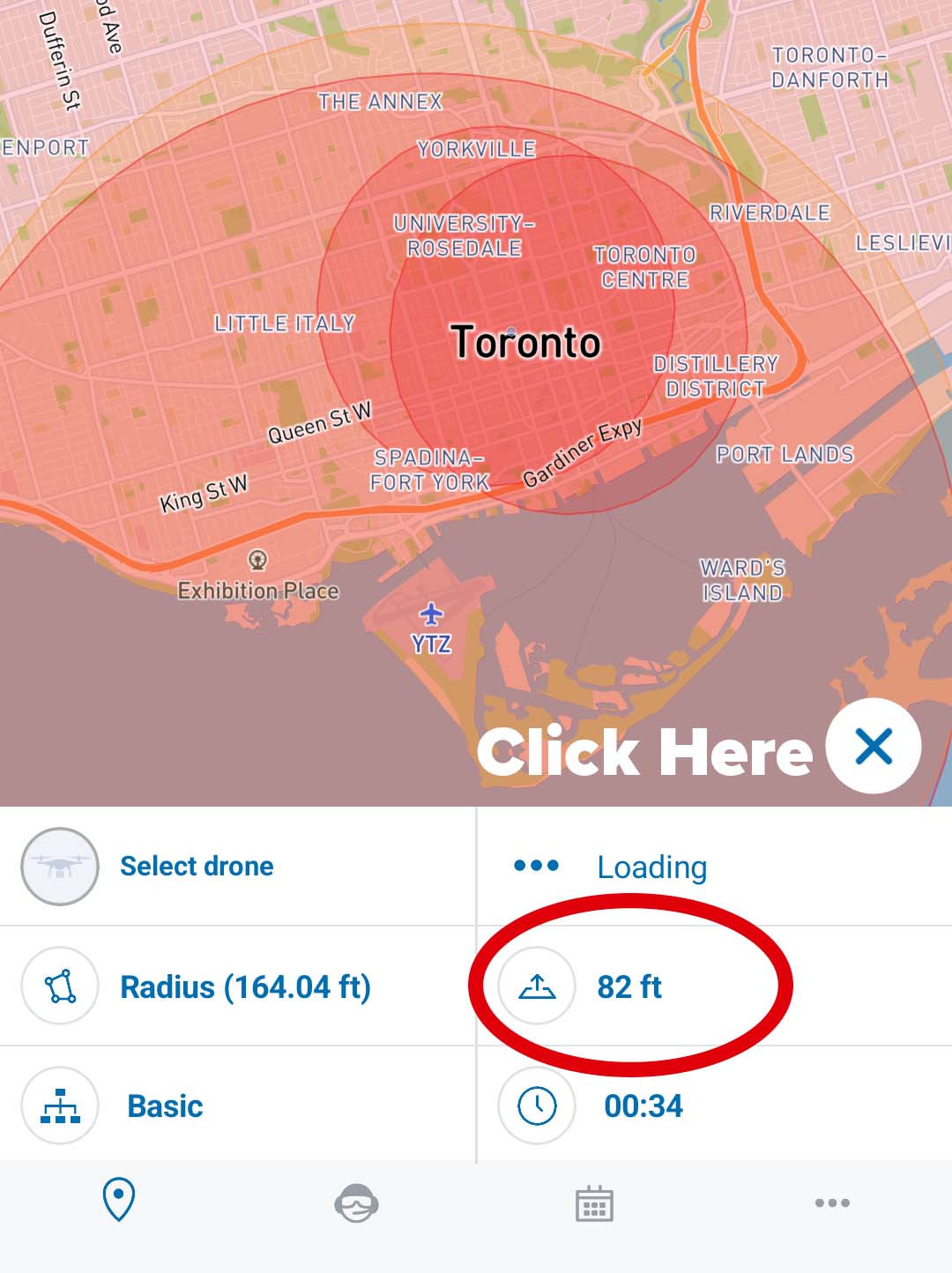 click on set altitude in nav drone