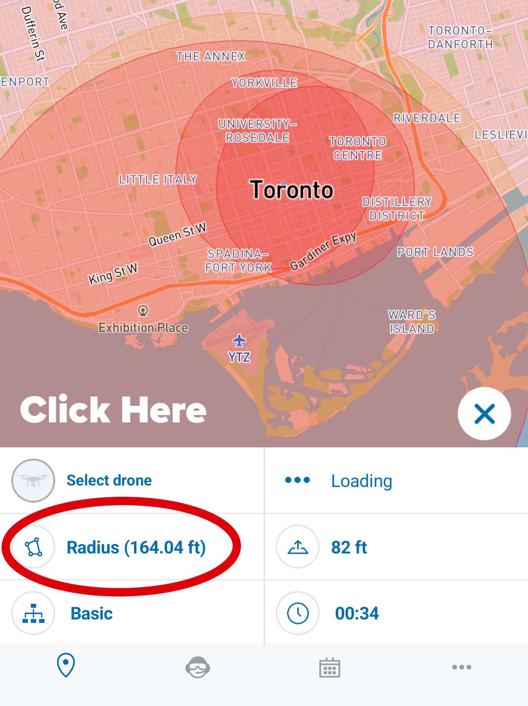 select flight zone radius in nav drone